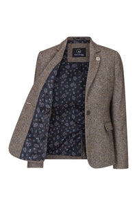 Γυναικείο Σακάκι Vintage Στόπερ Δεκαετίας του 1920, Ταμπά, Καφέ, Ψαροκόκκαλο, Προσαρμοσμένη Γραμμή