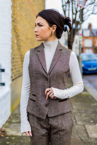 Γυναικείο Γιλέκο Vintage Blinders της δεκαετίας του 1920, σε γραμμή ψαροκόκαλο, καφέ, με προσαρμοσμένη γραμμή