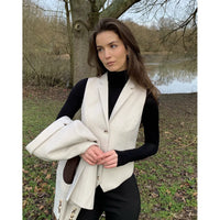 WSN15 - Γυναικείο Γιλέκο από Τουίντ σε Μαλλί σε Κρεμ απόχρωση