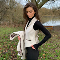 WSN15 - Γυναικείο Γιλέκο από Τουίντ σε Μαλλί σε Κρεμ απόχρωση