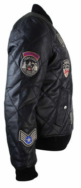 Ανδρικό Δερμάτινο Καπιτονέ Μπουφάν Varsity Baseball Bomber Letterman Badge