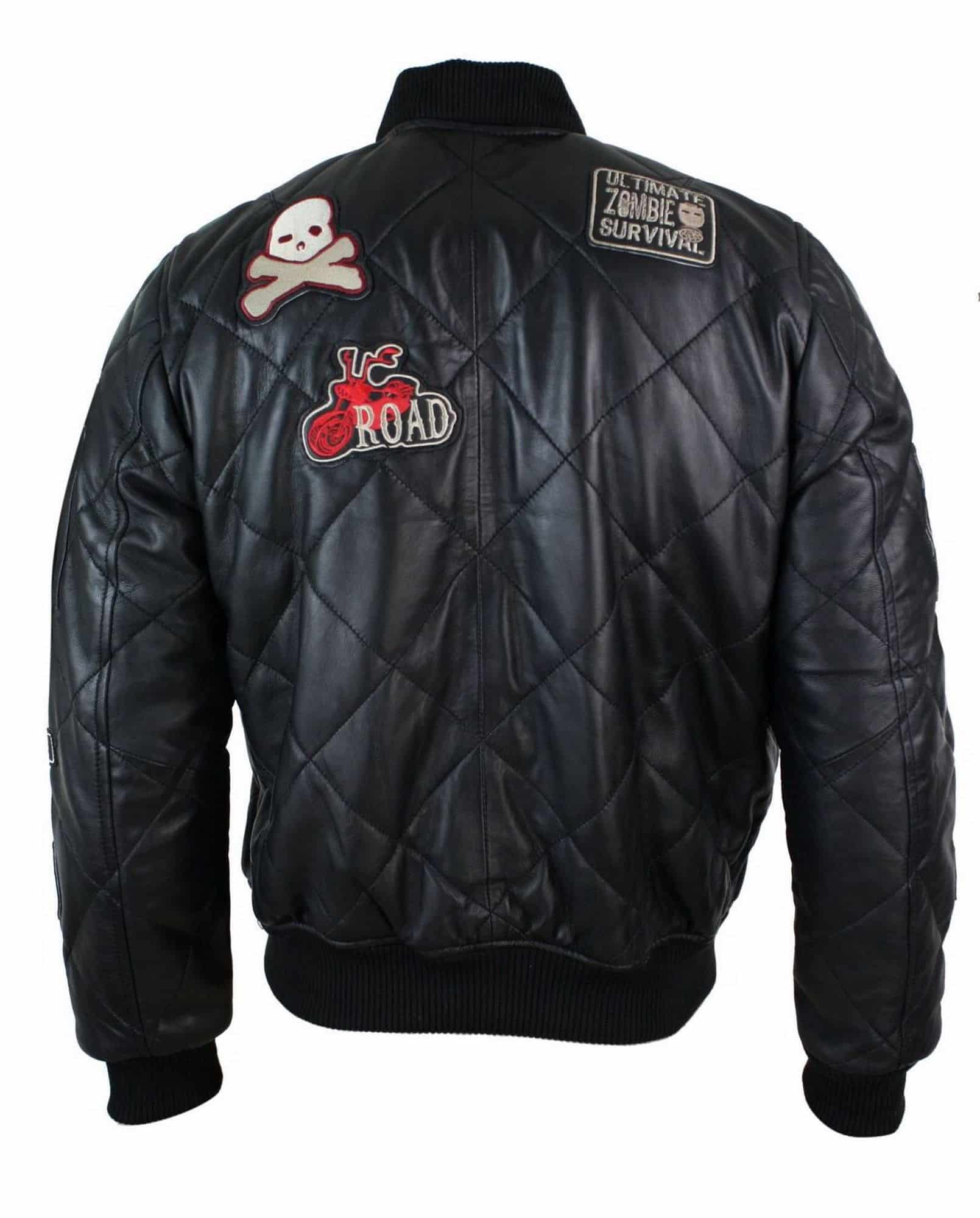 Ανδρικό Δερμάτινο Καπιτονέ Μπουφάν Varsity Baseball Bomber Letterman Badge