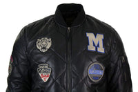 Ανδρικό Δερμάτινο Καπιτονέ Μπουφάν Varsity Baseball Bomber Letterman Badge