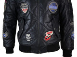 Ανδρικό Δερμάτινο Καπιτονέ Μπουφάν Varsity Baseball Bomber Letterman Badge