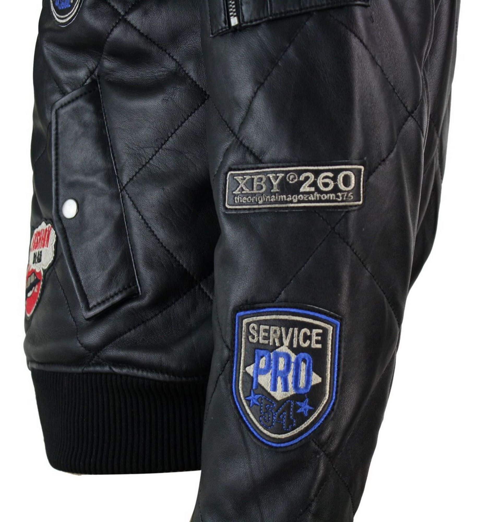 Ανδρικό Δερμάτινο Καπιτονέ Μπουφάν Varsity Baseball Bomber Letterman Badge